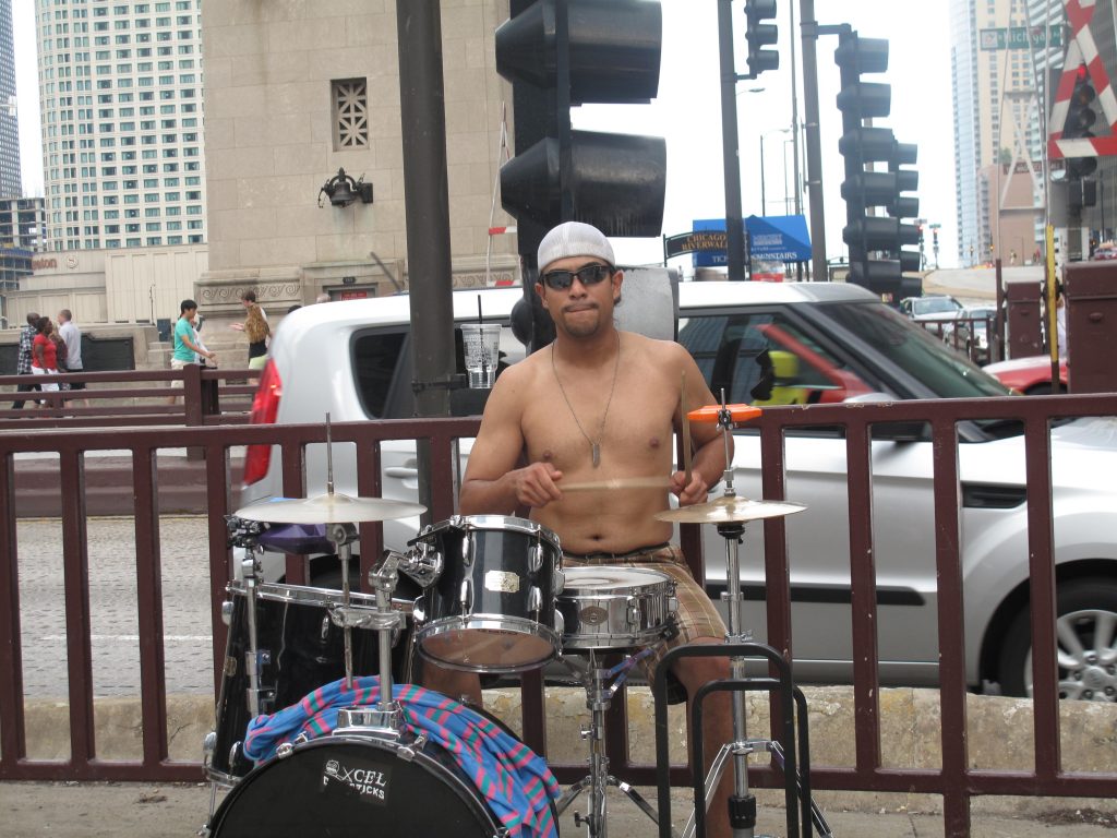 Street musician in Chicago