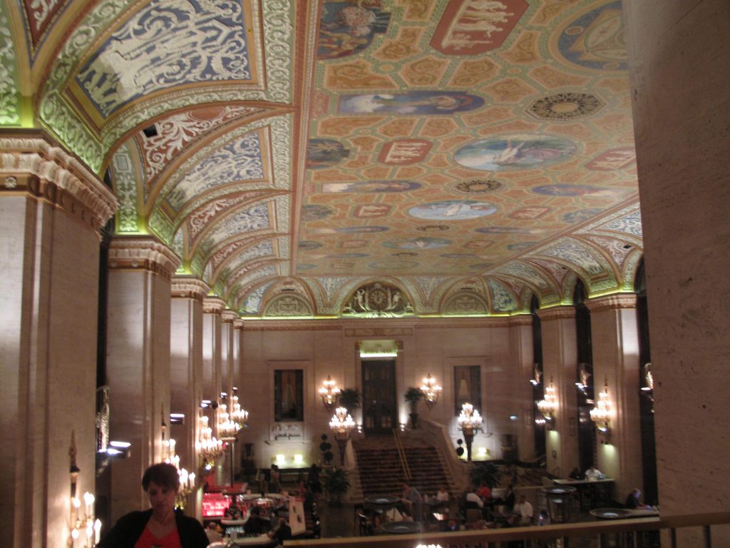 Fresco ceiling at the Palmer House Hilton Hotel, Chicago