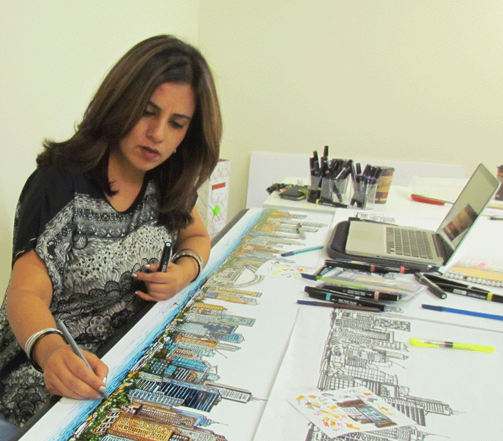 Farhee Chundrigar, a Toronto based interior designer at work