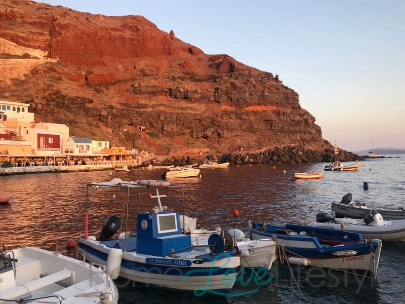 The cliffs of Santorini as seen from the sea