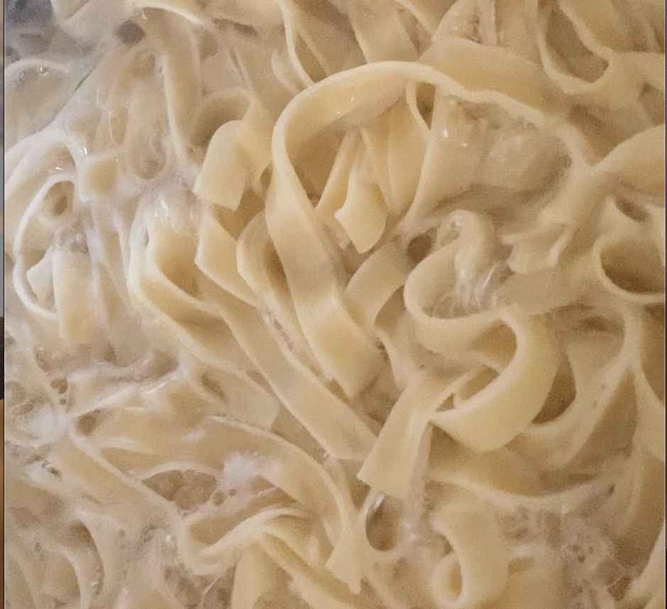 pasta in white sauce